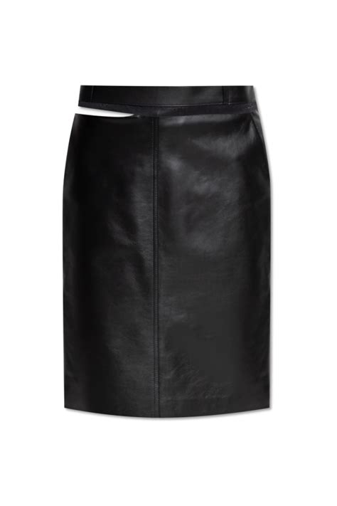 fendi leather skirt high waisted a line gray|Fendi skirts for women.